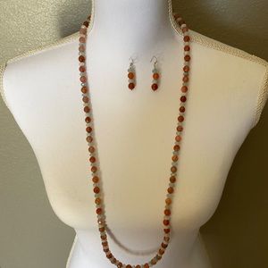 Real Aquamarine & Chalcedony? Gemstone Necklace and Earrings set